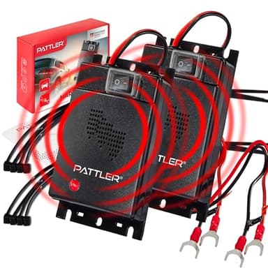 PATTLER® Marderschreck Auto - Marderabwehr mit Ultraschall. Anschluss an 12V Autobatterie. Sofortiger & Langfristiger Marderschutz im Motorraum - 2 Stück