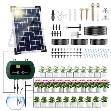 Anpress Solar Bewässerungssystem Automatische Set, Bewässerungssystem Garten, DIY Automatisches Gartenbewässerungssystem mit 30 Töpfen und 10 Timing-Modi für Garten und Balkontopfpflanzen, Gemüse