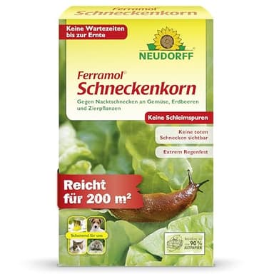 Neudorff Ferramol Schneckenkorn – Zuverlässiger und schneller Schneckenschutz - Extrem Regenfest. Keine toten Schnecken sichtbar, keine Schleimspuren. Schonende Rezeptur, 1 kg