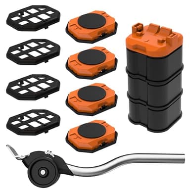 Der Innovative Möbelheber und möbelgleiter für schwere Möbel, mit Höhenregler, einfaches Bewegen Schwerer Gegenstände auf Hartholzböden und Teppich (Orange)