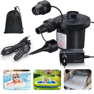 Elektrische Luftpumpe, Luftpumpe für Luftmatratze 2 in 1 Elektrische Pumpe Aufblasbar und Ablassen Tragbare Luftpumpe Elektrisch mit 3 Luftdüse für Matratze,Pool,Luftmatratze,Boot Schwimmring