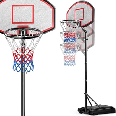 DEUBA® Basketballkorb Outdoor Indoor mit Ständer höhenverstellbar 205- max. 305cm rollbar 70kg Standfuß Kinder Erwachsene Basketball Hoop Stand