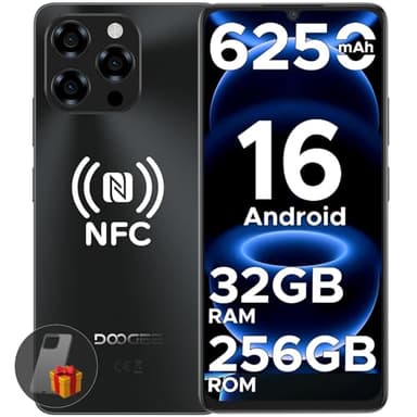 DOOGEE Note 58 Pro Android 16 Smartphone Ohne Vertrag 32GB+256GB Octa Core 6250mAh Akku Handy Ohne Vertrag 6.75" HD+ 90Hz Handy Günstig 16MP+8MP Simlockfreie Handys Dual SIM 4G/ GPS/NFC/Fingerabdruck