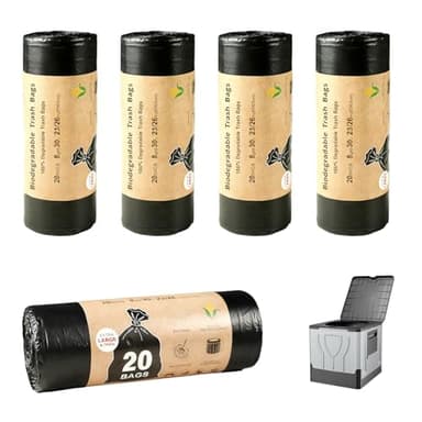 100 Stück Schwarz Camping Toilettenbeutel Set, 30L Biologisch Abbaubare Toilettenbeutel, Trenntoilette Zubehör für Wandern Campingtoiletten, Wasserdichte Müllbeutel Extra Dick, Camping Klo Beutel