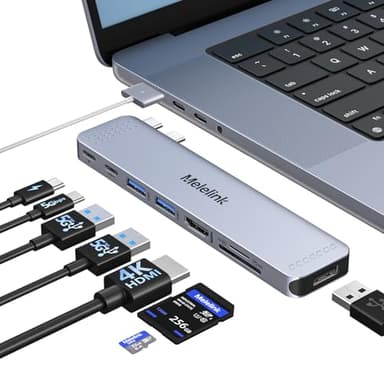 USB C Hub Adapter für MacBook Pro Air, Mac Multiport Adapter, 8 in 2 MacBook Zubehör Dongle mit 4K HDMI, Thunderbolt 3, USB C/A Ports, SD/TF Kartenleser für M5 M4 M3 M2 M1 2025–2018 13" 14" 15" 16"