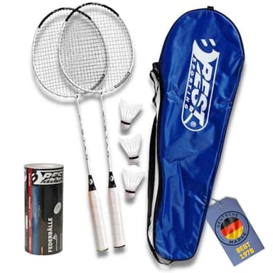 Best Sporting 200 XT Badminton Set mit 2 leichten Schlägern, 3 Bällen und praktischer Tragetasche – Perfekt für den Freizeitsport im Garten, Park oder am Strand