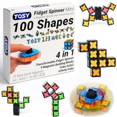 TOSY Magnet Fidget Spinner Mini – 8 Bausteine, 3-in-1: verwandelbarer Fidget-Spinner, Infinity-Würfel, 2x2 Puzzlewürfel, Ostergeschenk für Kinder/Erwachsene, STEM-Sensorik Anti-Stress Spielzeug