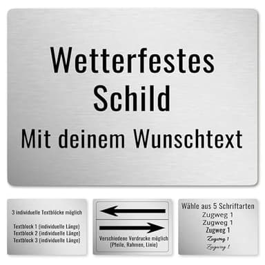 Schild selbst gestalten, individuelles Schild f. draußen als Namen, Hausnummer & Straßennamen, Hausnummernschild, Namensschild, Firmenschild, personalisierbar & wetterfest