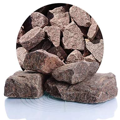 Schicker Mineral Granit Gabionensteine rot 25 kg, farbechte Bruchsteine, für alle Gabionen, Gabionenzäune, Steinkörbe, witterungs- & frostbeständig, widerstandsfähiger Naturstein (Ø 60-180 mm)