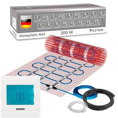 VILSTEIN® Elektrische Fußbodenheizung [200W/m²] - Bodenheizung Elektrisch geeignet für Laminat, Fliesen & mehr - - Elektro Fussbodenheizung - Elektrische Heizmatte Fußboden - (5x0.5m - 2.5qm)