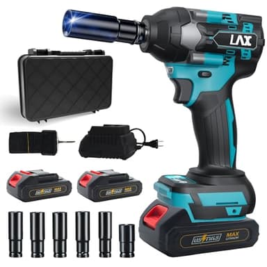 Schlagschrauber Akku 1000Nm für Makita 18V Batterie 3000RPM mit 2pcs 18V 2,0Ah Akkus 1/2 Zoll Bürstenloser mit 6 Schlagbuchsen für Schraube und Mutter Auto LKW Reifen Removal