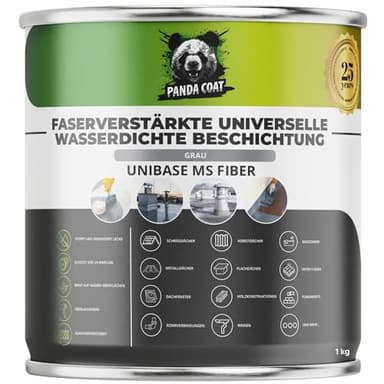 PandaCoat Glasfaserverstärkte Wasserdicht Dichtmasse - Flüssigkunststoff, UV-beständige Dachrinne Abdichten Faserdichtmasse - Balkone, Beton, Holz, Kunsts - Dach & Wohnwagen Abdichtung (1 kg)