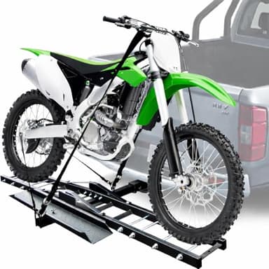 Motorrad-Kupplungsträger, 227 kg, robuster Stahl, Dirtbike-Gepäckträger mit Laderampe, Kippschutz, Anti-Wackel-Schloss, Anhängerkupplung, Motorradträger