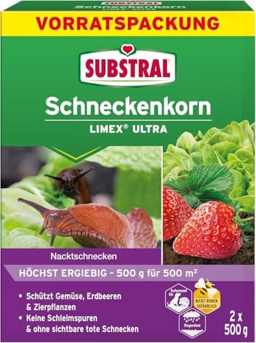 Substral Schneckenkorn LIMEX Ultra, 2x500g Vorteilspackung für 2 x 500qm, hochwirksamer Schutz gegen Schnecken, für Obst, Gemüse & Zierpflanzen