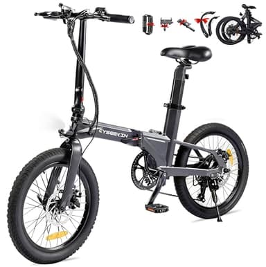 Cyseekin C10 E-Bike Klapprad 20 Zoll, Nur 18,6kg leicht, 250W Motor 345,6Wh Akku Ebike mit Shimano 7-Gang, bis 100km Reichweite 25km/h Pedelec mit LCD-Display, Ideal für Wohnmobil Pendeln (Schwarz)