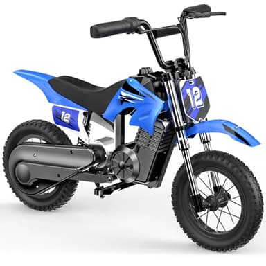 Elektro Motorrad Kinder, Elektromotorrad mit 36V 5.2Ah Batterie, 8/13/25 KMH Geschwindigkeitsmodus, 22 km Reichweite, 12 Zoll Luftreifen, LED, doppelte Stoßdämpfung, Motorrad für 3–10-Jährige