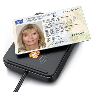 CSL - USB Chipkartenleser mit NFC - SmartCard Reader/SIM Kartenlesegerät - kompatibel mit Windows 11 - für den neuen Personalausweis Gesundheitskarte Bankkarten - EPA