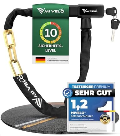 MIVELO Fahrradschloss Kettenschloss hohe Sicherheit 100cm lang I Fahrrad Schloss 8mm gehärteter Stahl I Radschloss ideal für E Bike, MTB & Rennrad I Bike Lock (mit Schluessel)