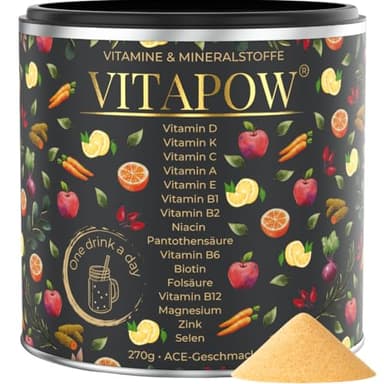 Multivitamin Pulver + Magnesium, Zink & Selen - Vitamine A-Z hochdosiert - Immunsystem stärken - hochwertige Mikronährstoffe - ohne Zuckerzusatz - vegan - in Deutschland hergestellt - ACE Geschmack
