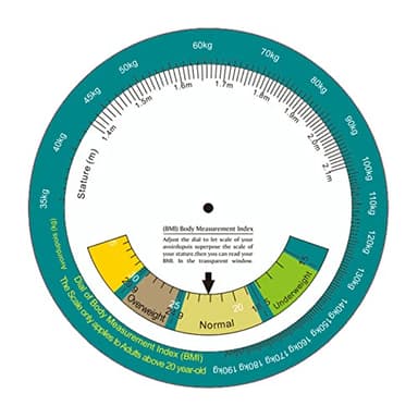 Tragbarer Radrechner BMI Body Mass Index Wheel Calculator Single Sided Weight & Height Measure Wheel Calculator Wheel Calculator