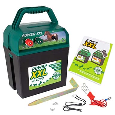 Power XXL B 9.000 Effektives Weidezaungerät 9V/12V Elektrozaungerät für einen sicheren Weidezaun, Pferd, Pony, Rind