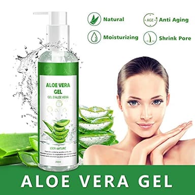 Aloe Vera Gel 100% Pur - für Gesicht Haare Körper - Natürliche, Beruhigende und Pflegende Feuchtigkeitscreme After Sun - Ideal Naturkosmetik für Trockene, Strapazierte Haut & Sonnenbrand - 250ml