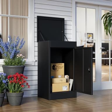 MSFE Standbriefkasten mit Paketfach,Briefkasten Paketbox mit Zahlenschloss,Extra Große Paketboxen für Den Außenbereich,Wasserdicht,Diebstahlgeschützter Paketbriefkasten für Pakete,Briefe,63*112*49.5cm