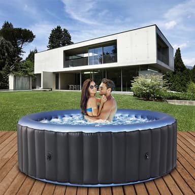 Miweba MSpa Whirlpool Outdoor Bergen | 8 Personen Pool - Spa ⌀ 224.0 cm - UV-C Wasserreinigung - Hot Tub - Aufstellpool mit Fernbedienung - Aufblasbarer Whirlpool - Swimmingpool aufblasbar (8 Pers.)