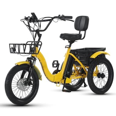 EaThsalL 18 E Electric Folding Trike Herren Damen Zoll Klappbar Dreirad 3 Rad Elektrodreirad mit Gepäckkorb Breitreifen für Erwachsene Zusammenklappbar, Leichter Einstieg 30 kg Tragkraft