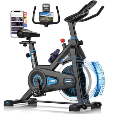 Heimtrainer Fahrrad, DMASUN Hometrainer Fahrrad mit Magnetischem Widerstand, Leise & Stabil, Ergometer mit App Kompatibel & LCD-Monitor, Verbessertes Indoor Fitnessbike für zuhause, 180Kg Belastbar