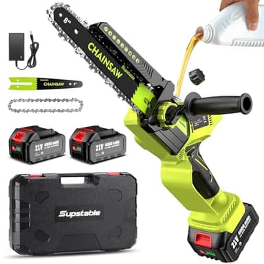 8 und 6 Zoll Mini Kettensäge,1300W Astsäge mit 8000mAh Batterie, Akku Säge mit Automatischem Öler und Werkzeugloser Kettenspannung, Kompatible mit Makita Akku 18V, Einhand Kettensäge für Holz, Ast