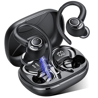 Jesebang Bluetooth Kopfhörer Sport, in Ear Kopfhörer Kabellos Bluetooth 5.4 mit HD Mic, Herausragender Sound, 40 Std Spielzeit, Comfort Fit, Dual LED-Anzeige, IP7 Wasserdicht Ohrhörer mit Ohrhaken