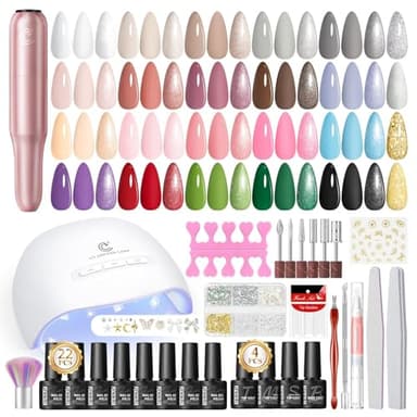 PEACECOLOR Gel Nägel Set mit Lampe, 22 Farben UV Nagellack Set mit Elektrische Nagelfräser für Gel Nagelset Starterset Base und Top Coat Nägel Selber Machen Nagelstudio Set