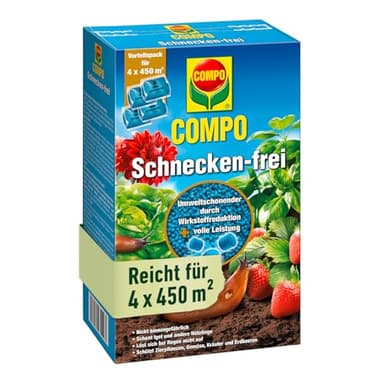 COMPO Schnecken-frei - Schneckenkorn - regenfest - Streugranulat gegen Schnecken im Vorteilspack - reicht für bis zu 1800 m² - 4x225 g, Schneckenfrei