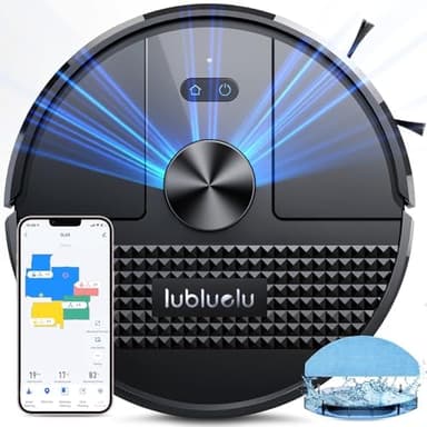 Lubluelu Saugroboter mit Wischfunktion 3-1, 5000Pa Staubsauger Roboter mit Lasernavigation, 54 dB Roboterstaubsauger mit Anti-Siphon-Technologie, 150 Min Laufzeit, APP Steuerung, 24 No-Go Zonen (SL68)