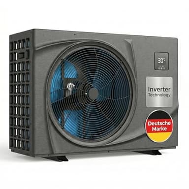 poolomio® Pool Wärmepumpe 30–45m³ NET Inverter 08 bis 7,6kW | Ultra leise Poolheizung mit WiFi App | Energieeffizient (COP 12,8) | Heizen & Kühlen | bis -10°C | Full Inverter