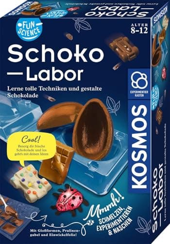 KOSMOS 654283 Fun Science - Schoko-Labor, Schokolade selber Formen, Ostergeschenk, Süßigkeiten und Geschenke selber Machen, Experimentier-Set für Kinder ab 8-12 Jahre, DIY