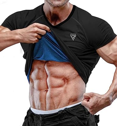 RDX Sweat T-Shirt Männer Schwitzanzug, Neopren Sauna Shirt Fitness Trainer Taille, Gym Tank Top für Shapewear Gewichtsverlust Abnehmen Body Shaper Workout Yoga Bodybuilding Laufen