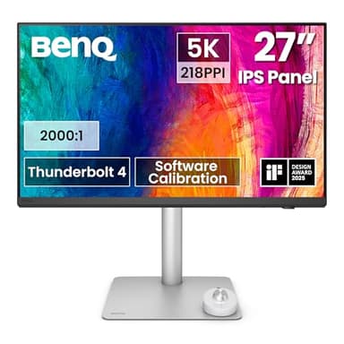 BenQ PD2730S 27Zoll 5K-Monitor, 90W Thunderbolt 4, 218 PPI, 98% P3, 2000:1 Kontrast, Nano Matte Panel, Daisy Chain, KVM, höhenverstellbar, Mac-kompatibel, für 3D-Artists, VFX-Animatoren, Game Designer