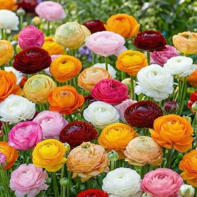 Ranunkeln Zwiebeln Winterhart - 50 Knollen - Asiatische Hahnenfuß - Mix in 5 Farben - Mehrjährige Blumenzwiebeln - Echte Pflanzen aus Holland (kein Samen, nicht künstlich)