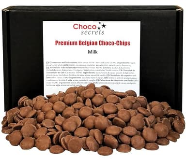 CHOCO SECRETS - 600g Vollmilch Schokolade für Schokobrunnen - Schoko-Fondue Schokolade zum Schmelzen - Chocolate Chips für Schokoladenbrunnen - Belgische Kuvertüre Drops zum Backen - Schoko-Drops