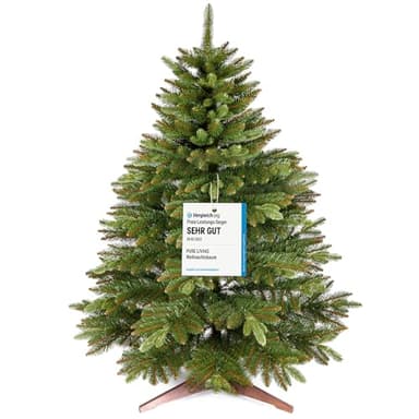Premium Weihnachtsbaum künstlich 120cm - TESTSIEGER 10 Jahre GARANTIE - Naturgetreu, dichte Zweige, Künstlicher Weihnachtsbaum mit Holzständer, Christmas Tree Tannenbaum künstlich 120 cm Pure Living