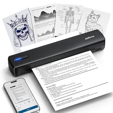 POLONO Thermodrucker A4 Wireless, Smart AI APP, mobiler A4 Drucker für Reisen, 8.5"x11" US Brief, tragbarer Drucker kompatibel mit iOS, Android, Laptop für Büro, Auto, Zuhause (Schwarz)
