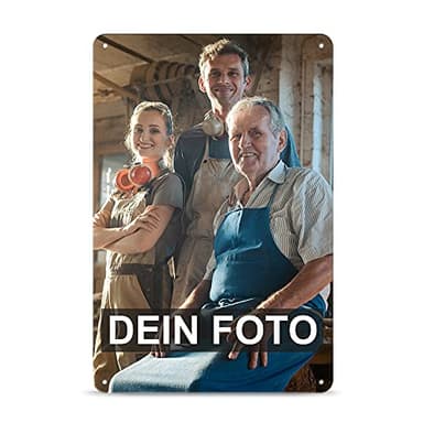 Blech-Schild selbst gestalten - Metall-Poster mit Foto und Text bedrucken - Schild A4, 20 x 30 cm, Hochformat I Personalisiertes Geschenk