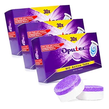 90x Oputec WC/Toiletten Active Tabs - Hygienische Reinigung von WCs/Toiletten, Urinalen und Flachspülern | 3 x 30 Stück Power WC frisch Tabs gegen WC Stein | Urinstein-Entferner extra stark