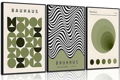 WSTUKVV Moderne Wandkunst, Bauhaus 1923, Bauhaus 1923, Poster, Bilder, abstrakt, geometrisch, Leinwanddrucke, schwarze Linie, Gemälde für Wohnzimmer, Schlafzimmer, Esszimmer, Wanddekoration, ungerahmt