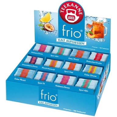 Teekanne frio Collection Box 450g | 9 Sorten, 180 Teebeutel | Kalt aufgießen | Ohne Zucker - ohne Kalorien - voller Geschmack