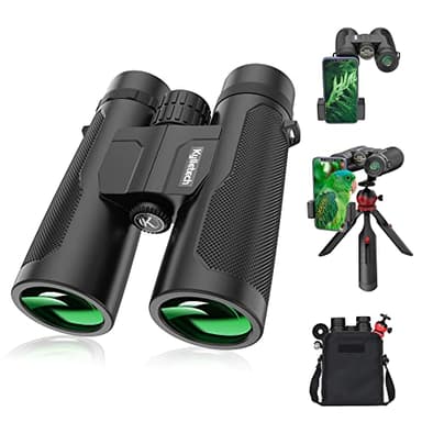 Fernglas für Erwachsene, Kylietech 12x42 Ferngläser mit Stativ, Wasserdichtes Vogelbeobachtungs Fernglas mit BaK-4-Prismen, FMC-Objektiv, Telefonadapter für Fotografie, Sternenbeobachtung
