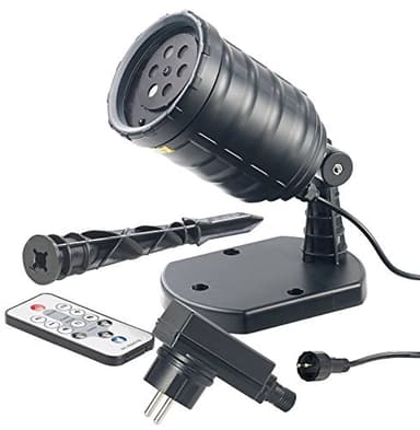 Lunartec Outdoor Laser: Motiv-Laser-Projektor mit 6 Muster, Timer, Fernbedienung, IP65 (Projektor Outdoor, Sternenhimmel, Disco)