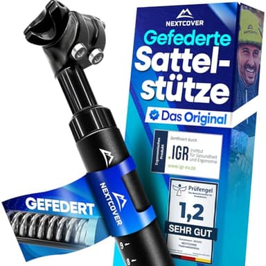 NEXTCOVER® Sattelstütze gefedert - Das Original - mit 27.2/30.9/31.6/34.9mm Durchmesser und [Comfort-Spring] Technologie I gefederte Sattelstütze, Sattelstange, Federsattelstütze